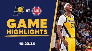 Indiana Pacers Highlights at Detroit Pistons | October 23, 2024