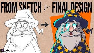 From Sketch to Final Design: Cartooning in Procreate...Let's Draw a Wizard!