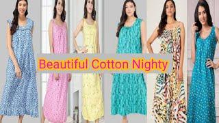 बहती खूबसूरत Sleeveless Cotton Nighty Dress 2022 ||