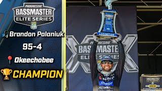 Brandon Palaniuk wins the 2025 Bassmaster Elite at Lake Okeechobee with 95 pounds, 4 ounces