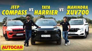 Tata Harrier vs Mahindra XUV700 vs Jeep Compass - Best diesel auto SUV? | Comparison | Autocar India