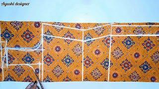 Kurti cutting and stitching tutorial step by step for beginners|back deep neck kurti cutting #kurti