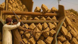 PLAYING with GIANT Rocks! ASMR Rock Quarry CRUSHING Operations - Primary Jaw Crusher in Action.