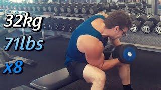 32kg 71lbs x8 Full Range Concentration Curls | Armwrestling Training