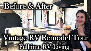 RV Remodel Before & After TOUR | Vintage Tiny Home on Wheels + Living in a Motorhome Fulltime