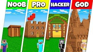 Minecraft Battle: NOOB vs PRO vs HACKER vs GOD: DIRT HOUSE BASE BUILD CHALLENGE / Animation