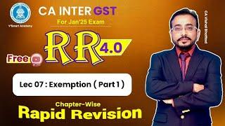 07 GST IDT Revision | Exemption Part 1 | CA & CMA Inter IDT | CA Vishal Bhattad | Jan'25