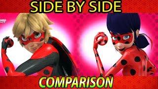 Mr.Bug and Ladybug COMPARISON / SIDE by SIDE ( Transformation , Cataclysm , Pound it , Lucky Charm )