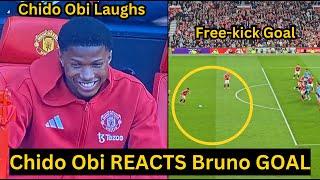 Chido Obi Sweet REACTION after Bruno Fernandes Free Kick goal vs Arsenal,look at his Funny Reaction