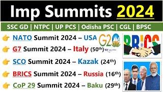 Summits 2024 Current Affairs | शिखर सम्मेलन 2024 | Shikhar Sammelan 2024 | Summits & Conference 2024