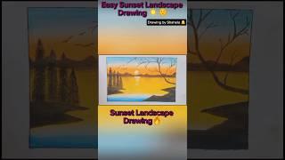Simple Oil Pastel Sunset Landscape Painting ️ || Oil Pastel Drawing #reels #shorts #art