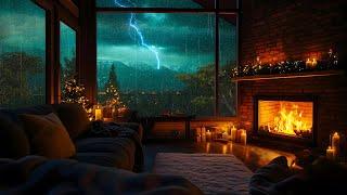 Thunderstorm in the Mountains and Warm FireplaceCozy Living Room & Sleeping Pets