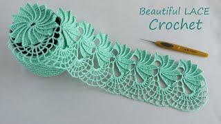 Очень КРАСИВОЕ ленточное КРУЖЕВО вязание крючком МК  Beautiful and very easy to crochet LACE