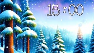 15 Minute Winter Countdown Timer With Animated Snow and Music ️