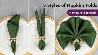 3 Styles of Napkins Folds Tutorial | How To Fold | eFavormart.com