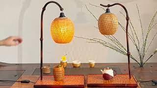 chinese qiongzhu bamboo antique bamboo weaving table lamp retro lantern featured video01