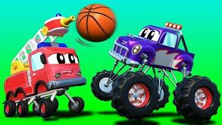 BASKETBALL mit dem Feuerwehrauto und dem Monster Truck