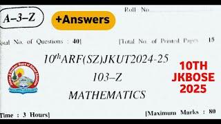 jkbose class 10th math paper 2025 | jkbose todays 10th class maths paper