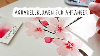 Einfache Kirschblüten malen mit Aquarell für Einsteiger