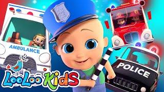 The Rescue Vehicles Song for Kids (Official Video) Ambulance, Police Car, Fire Truck - LooLoo Kids