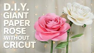 How to make a Giant Freestanding Paper Rose without a Cricut | DIY Wedding & Event Flower Tutorial