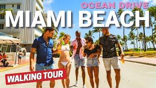 Miami South Beach, Ocean Drive Walking Tour - 4K - Miami, Florida