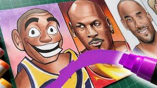 NBA LEGENDS Drawn In 5 WILD Art Styles! 