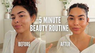 QUICK MORNING BEAUTY ROUTINE | Easy Curly Hairstyle & 5-Minute Makeup | Vlogmas Day 2