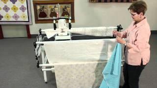 attaching fabric to a metal Grace Quilting Frame