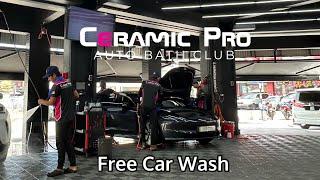 My Tesla Model 3 gets Free Car Wash at Ceramic Pro Auto Bath Club