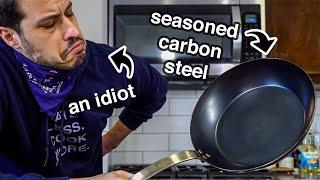 an EASY guide to SEASONING CARBON STEEL pans (2 METHODS)