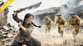 抗日映画：日本兵が村の少女を侮辱→彼女は刃物で反撃し、敵を撤退させた！