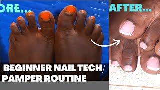 How to Apply Gel Polish On your toenail/ FRENCH TIP TOE NAILS #pamperingmyself