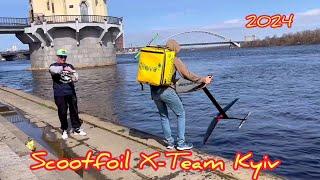 SCOOTFOIL PUMP - First Ukraine food delivery GLOVO & Dnipro River Kyiv #scootfoil #foiling #скутфоіл