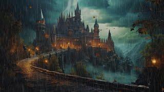 Fall Asleep Instantly with Continuous Thunder in Old Castle at Autumn