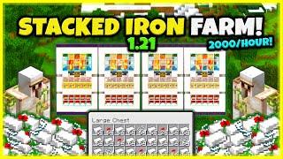 BEST IRON FARM EVER! (2000/HOUR!) In Minecraft Bedrock 1.21