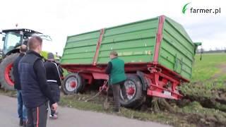 Grząskie żniwa w Wielkopolsce - o krok od wywrócenia przyczepy | FARMER.PL