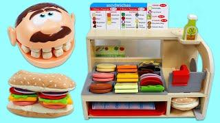 Mr. Play Doh Head Makes His Own Giant Sandwich!