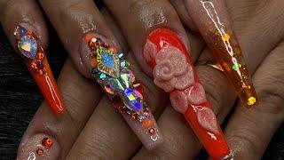 Watch me work | Neon orange & 3D Roses