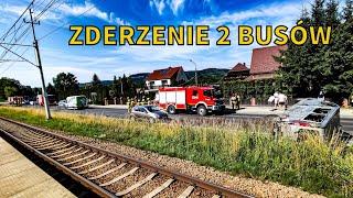 [ALARMOWO+TRĄBY] 5 zastępów OSP, PSP,ZRM oraz policja do wypadku 2 busów w Juszczynie.