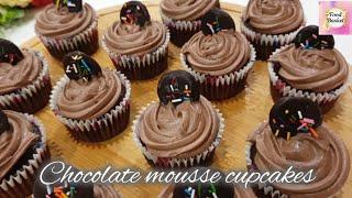 Amazing Eggless Cupcakes, Chocolate mousse cupcakes #egglesscupcakes