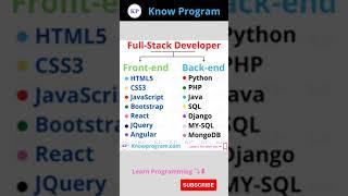 Full Stack Developer (Front-End & Back-End)    | #shorts #fullstack #knowprogram