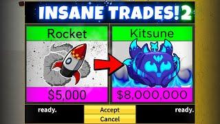 Rocket to Kitsune Fruit in Blox Fruits! INSANE Trades  Part 2