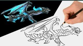 How To Draw Free Fire Blue Flame Dragon  AK Drawing || Free fire | free fire Max || #freefireindia