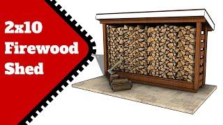 2x10 Firewood Shed Plans  - 3/4 Cords Storage