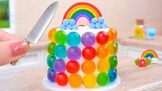 Mini Rainbow Jelly Cake | Amazing Miniature Colorful Cake Decorating | Teeny Cakes