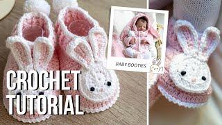 Simple Crochet Baby Booties (with Bunny Applique!) 