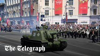 Russia's Victory Day Parade: Putin watches single tank drive down Red Square