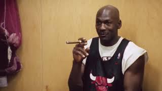 Michael Jordan talking trash with baseball bat and cigar