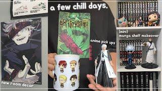 anime room decor, manga shelf makeover, chill days, anime merch | vlog